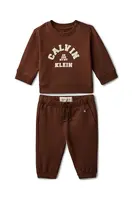 Dětská tepláková souprava Calvin Klein Jeans hnědá barva, IN0IN00347
