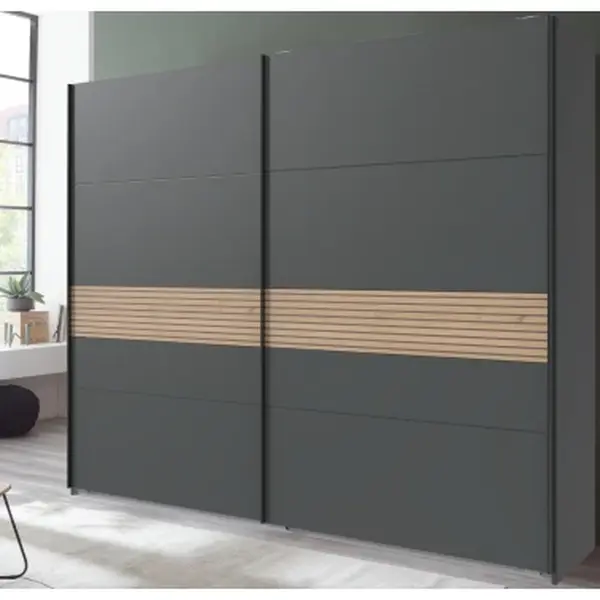 Šatní skříň Rotterdam, 225 cm, grafit/dub artisan