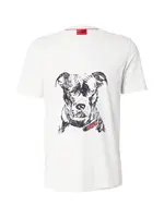 HUGO Tričko 'Dubrox'  slonová kosť / červená / čierna