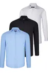 TRIPLE SET G726 DEWBERRY SHIRT-BLACK-WHITE-BLUE