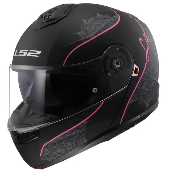 Výklopná přilba LS2 FF908 Strobe II Lux Matt Black-Pink 3XL (65-66)