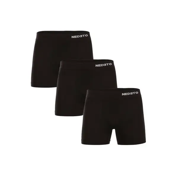 Nedeto 3PACK pánské boxerky bezešvé bambusové černé (3NDTB001S) M