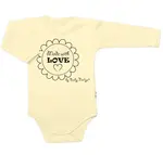 Baby Nellys Body dlouhý rukáv Made with love,  žluté vel.  80