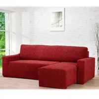 Super strečové potahy 3D FUSTA cihlové sedačka s otomanem vpravo (š. 210 - 270 cm)