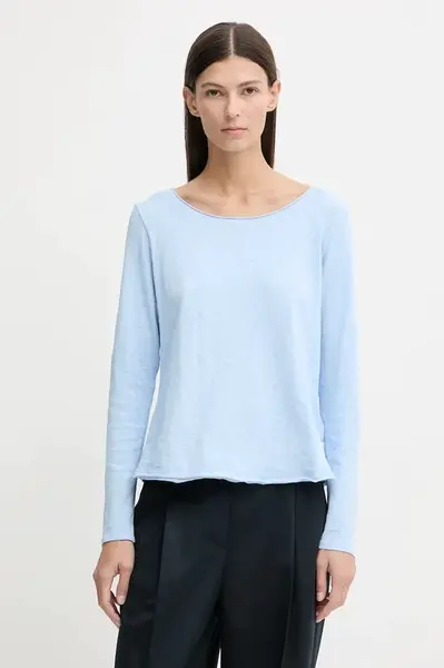 Bavlněné tričko s dlouhým rukávem Marc O'Polo modrá barva, 5000009292