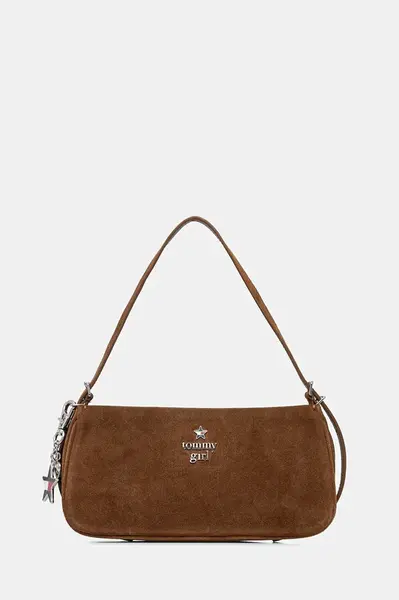 Kožená kabelka Tommy Jeans hnědá barva, AW0AW18309