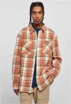 Long oversized shirt with checkered leaves softseagrass/red