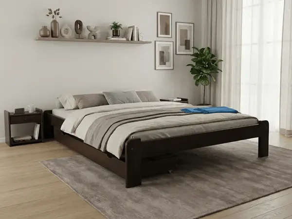 Postel ADA 140 x 200 cm, ořech Rošt: S laťkovým roštem, Matrace: Matrace Deluxe 10 cm
