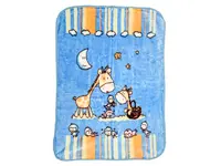 Modrá dětská deka ŽIRAFY, 80x110 cm