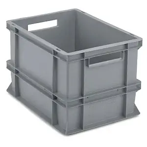 Stohovatelná europřepravka 400 x 300 x 275 mm, šedá, objem 25l, nosnost 30kg  | RAJA