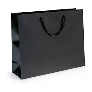 25 x Dárková taška z lesklého papíru černá 400x320x120 mm