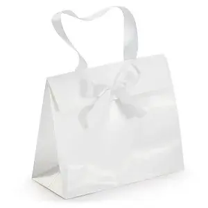 Dárková taška se saténovou stuhou 240 x 200 x110 mm, bílá