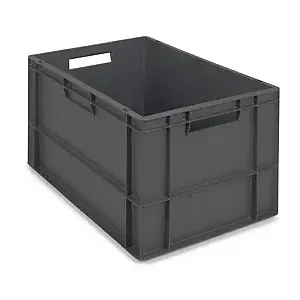 Euro přepravka ekonomická, 600x400x320 mm, 100% recykllovaná, šedá