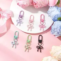 6Pcs Spray Plating Alloy Bowknot Pendant Decorations