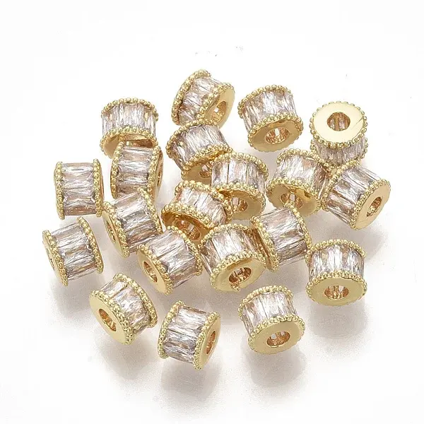 Brass Micro Pave Cubic Zirconia Beads