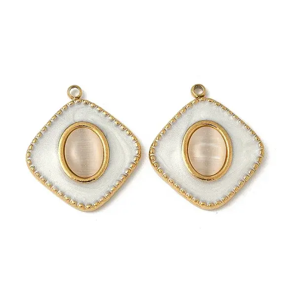 304 Stainless Steel Cat Eye Pendants