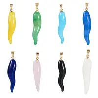 8Pcs 8 Style Handmade Lampwork with Brass Pendants