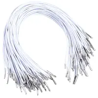 100Pcs Round Polyester Elastic Hang Tag with Stainless Steel Findings