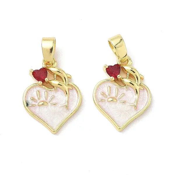 Brass Micro Pave Cubic Zirconia with Enamel Pendants