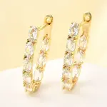 Brass Micro Pave Clear Cubic Zirconia Hoop Earrings