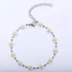Daisy Alloy Enamel Link Chain Bracelets for Women