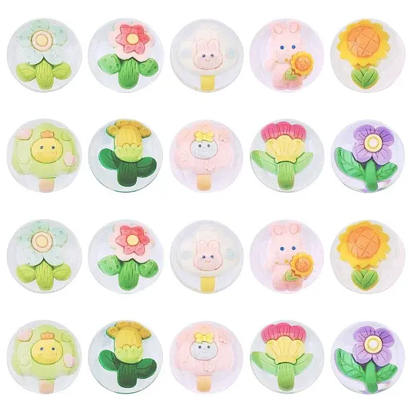 20Pcs 10 Styles Transparent Resin Cabochons