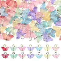 70Pcs 14 Colors Glass Pendants