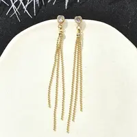 Heart Brass Tassel Stud Earrings