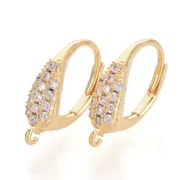 Brass Cubic Zirconia Leverback Earring Findings