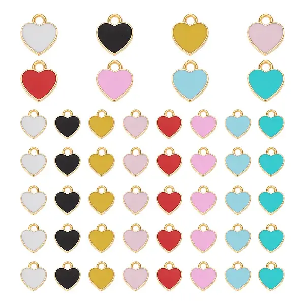 48Pcs 8 Colors Alloy Enamel Charms
