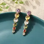 304 Stainless Steel Colorful Cubic Zirconia Tassel Stud Earrings