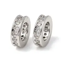 Brass Micro Pave Clear Cubic Zirconia European Beads