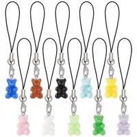 Cute Resin Bear Cell Phone Charm Polyester Cord Mobile Straps