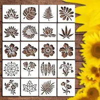 20Pcs Flower and Leaf PET Painting Stencils