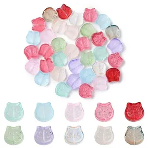 35Pcs Transparent Spray Painted Glass Beads