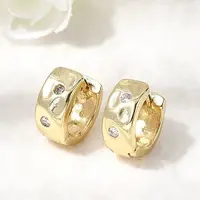 Brass Micro Pave Clear Cubic Zirconia Hoop Earrings