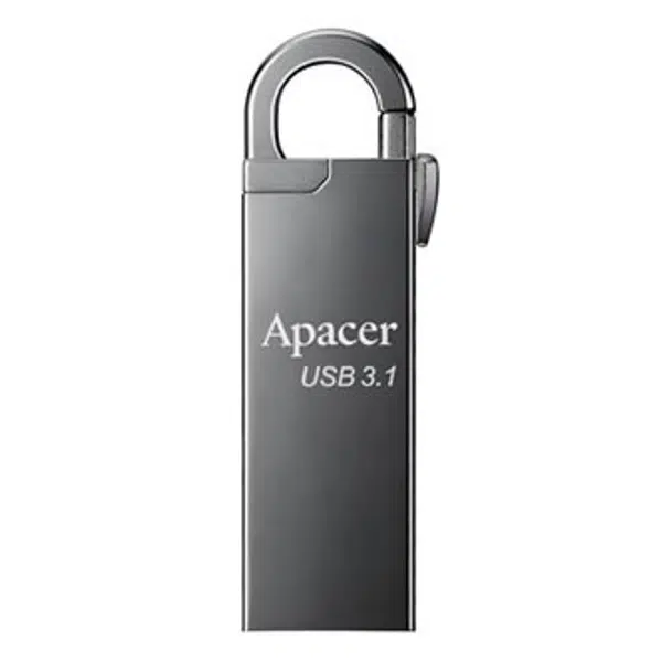 Apacer USB flash disk, USB 3.0, 16GB, AH15A, stříbrný, AP16GAH15AA-1, USB A, s karabinkou