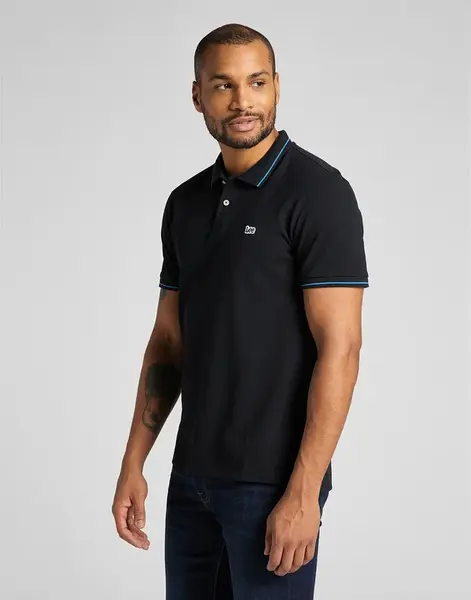 Pánské polo triko LEE L61ARL01 PIQUE POLO BLACK Velikost: 4XL
