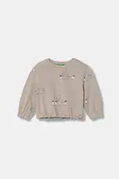 Kojenecká mikina United Colors of Benetton hnědá barva, s potiskem, 3TIKG10LE