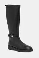 Kožené kozačky Calvin Klein KNEE BOOT W/ METAL LOGO
