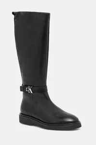 Kožené kozačky Calvin Klein KNEE BOOT W/ METAL LOGO