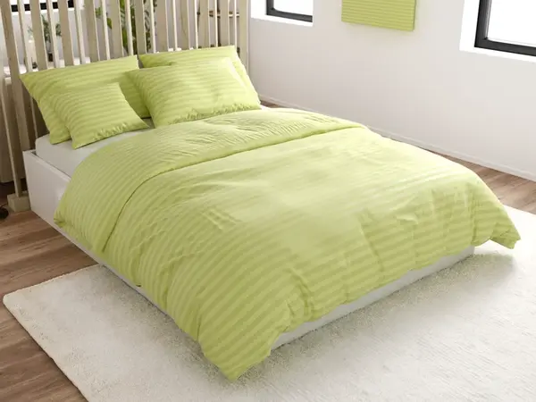 Hotelové povlečení z mikrovlákna JASMINE pistáciové - proužek 2 cm Rozměr povlečení: 70 x 90 cm | 140 x 220 cm