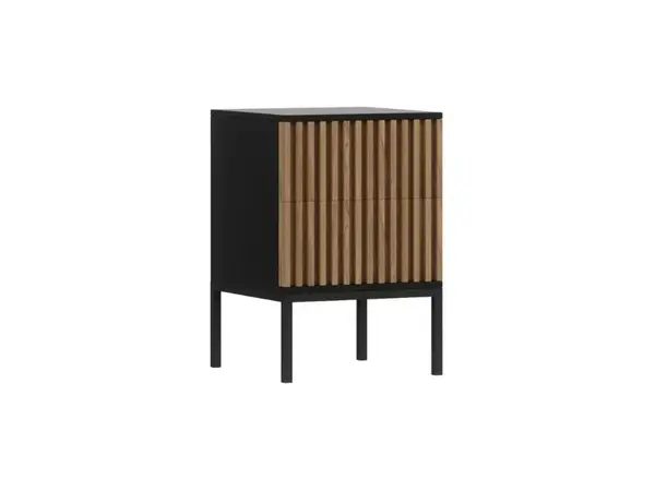 Noční stolek MEORATI 40x40cm, černá/dub artisan