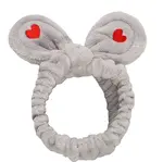 Kozmetická čelenka BUNNY HEART, sivá