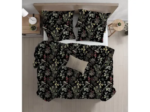 Obliečky z Renforcé bavlny FLORWELLA čierne Rozmer obliečky: 2 ks 70 x 90 cm | 200 x 220 cm