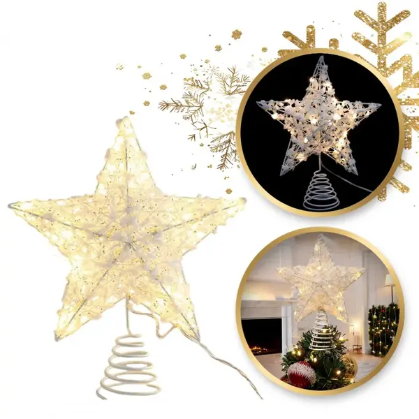 LED světelná hvězda na vánoční stromeček WHITE STAR 25 cm, bílá