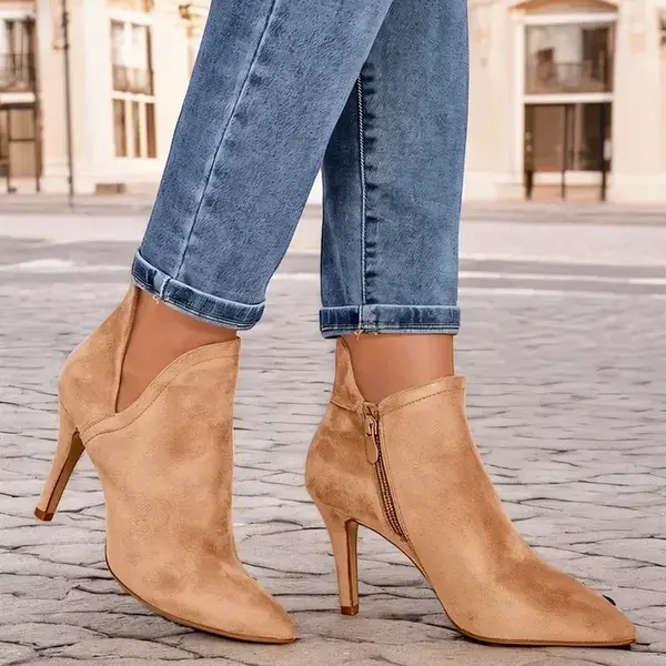 Resti Light brown women's boots on a high heel Annalisa - Footwear