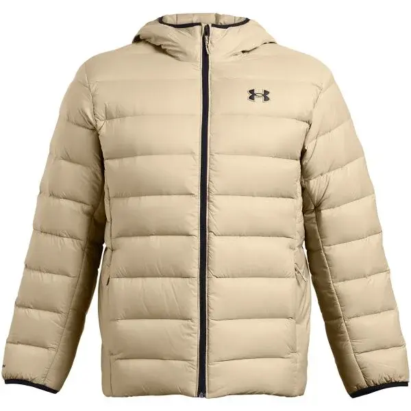 Under Armour LEGEND DOWN HOODED Pánska bunda, béžová, veľkosť