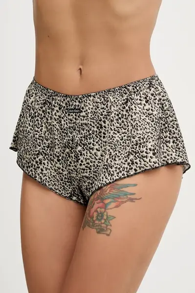Pyžamové šortky Calvin Klein Underwear dámské, béžová barva, saténové, LV00QF8395