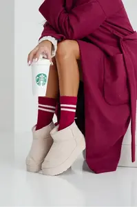 Milena Dámské ponožky cop s pruhy bordové